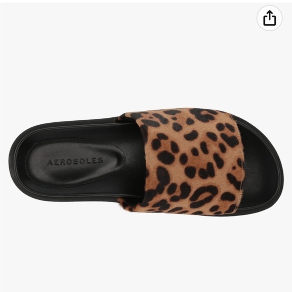 AEROSOLES Leopard Print Slide Sandals in Brown and Black - Picture 6 of 12